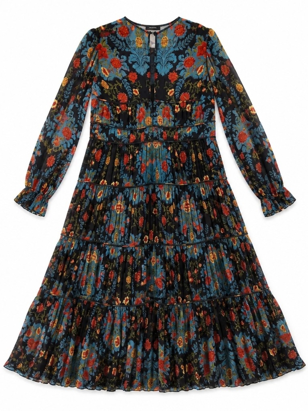 FARM Rio Blue Floral Tiered Maxi Dress $320 Retail - Picture 5 of 7